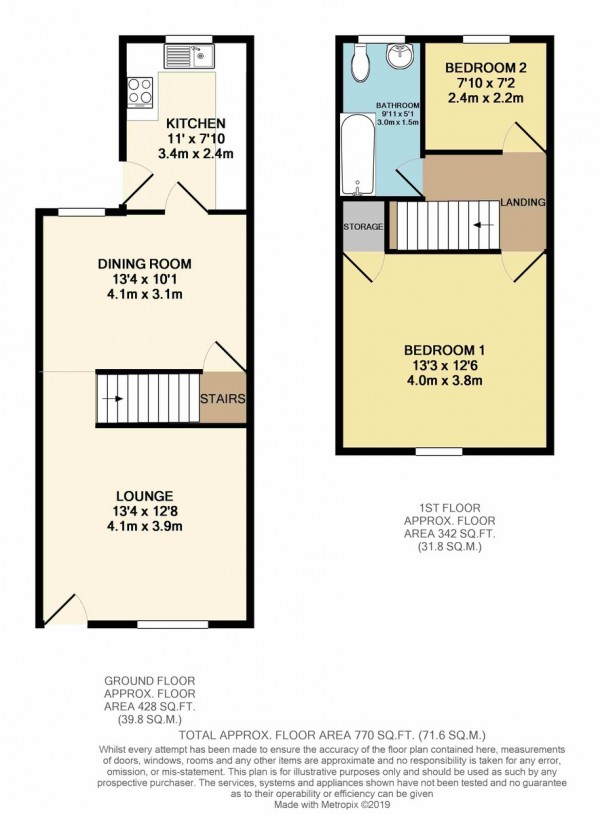 Floorplan for 55 Fir Street,Cadishead, Manchester