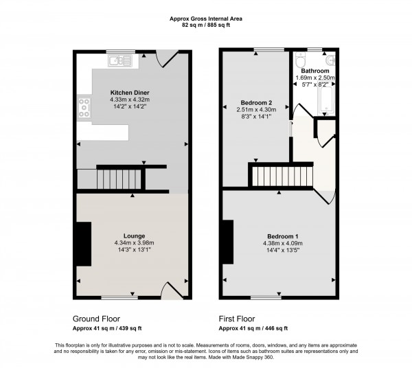 Floorplan for Fir Street, Cadishead, M44