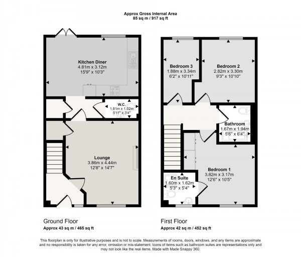 Floorplan for Roseway Avenue, Cadishead, M44