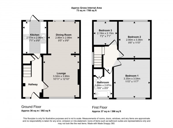 Floorplan for Berkshire Drive, Cadishead, M44